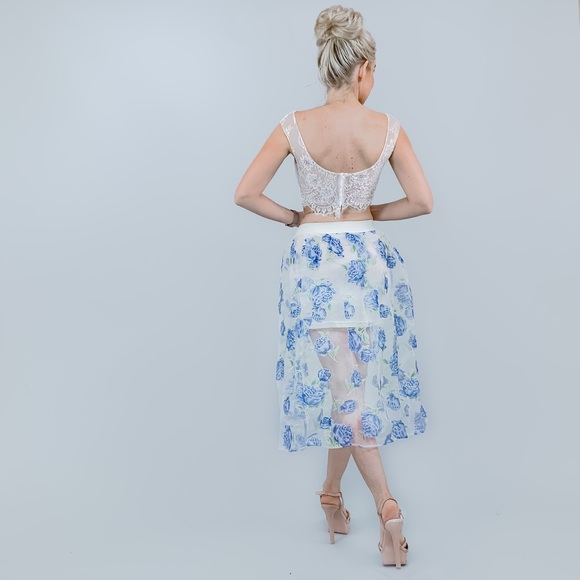 Blue Floral Midi Skirt - Picture 5 of 8